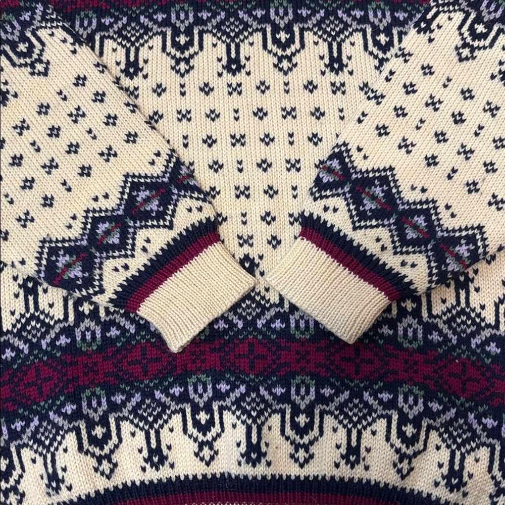 Dale of Norway Nordic Pattern Sweater Cream 100% wool made in Norway - Picture 8 of 13
